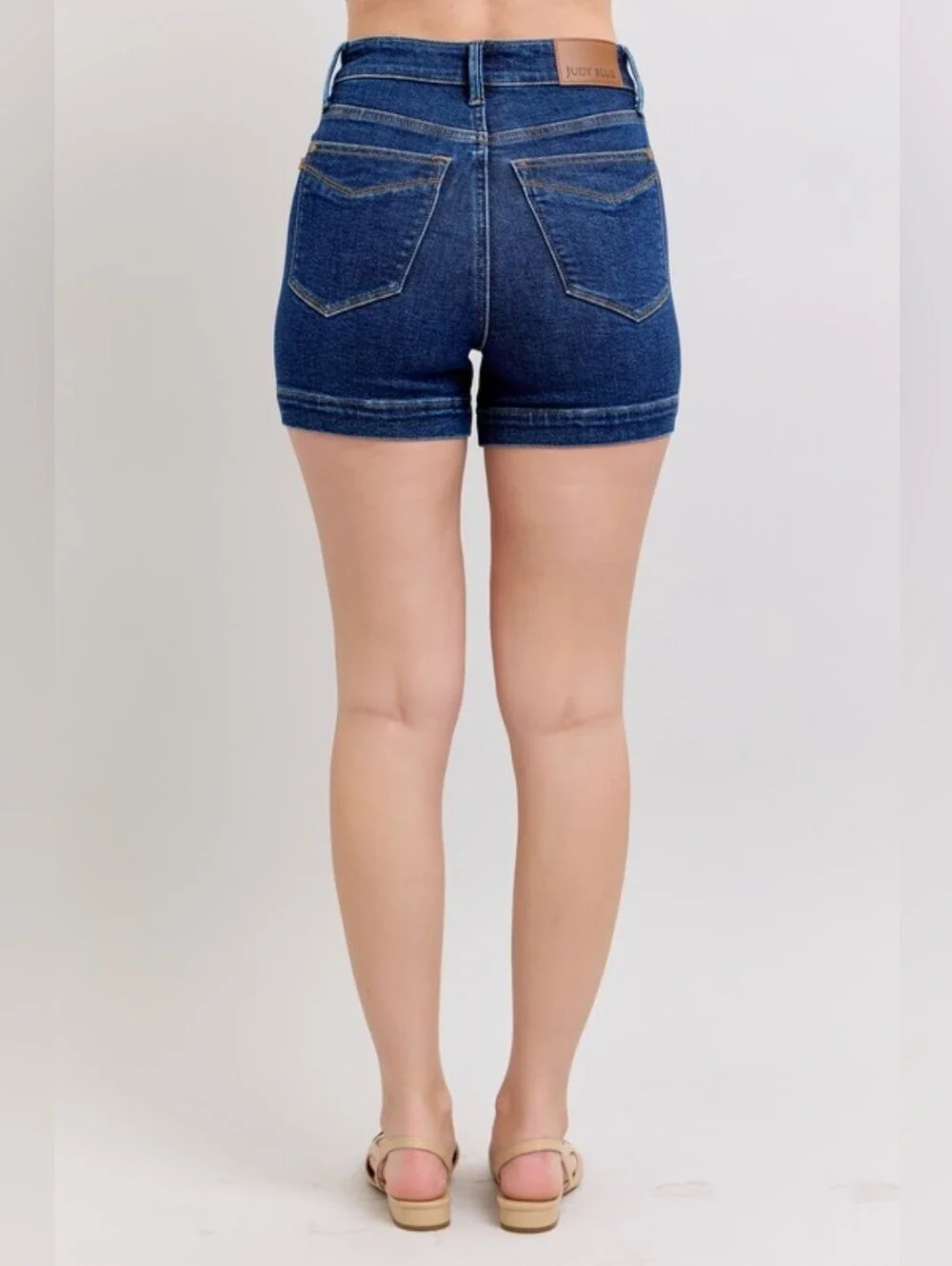 Judy Blue HR Dark Wash Tummy Control Denim Shorts Envelope Pocket Various NEW